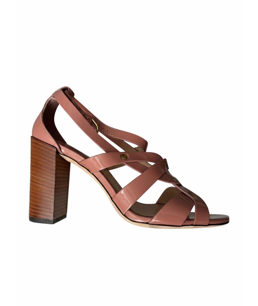 TOD'S Коричневые босоножки из лакированной кожи, фото 1
