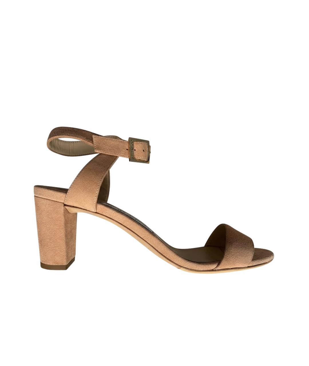 JIMMY CHOO Бежевые замшевые босоножки, фото 1