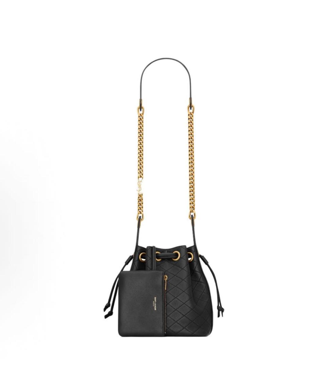 SAINT LAURENT Черная кожаная сумка через плечо, фото 2