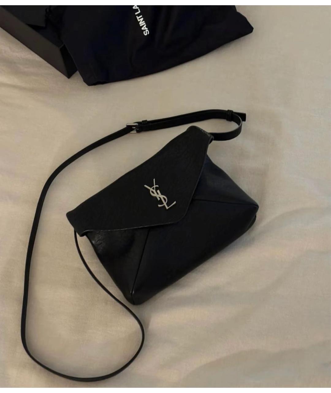 SAINT LAURENT Черная кожаная сумка через плечо, фото 6