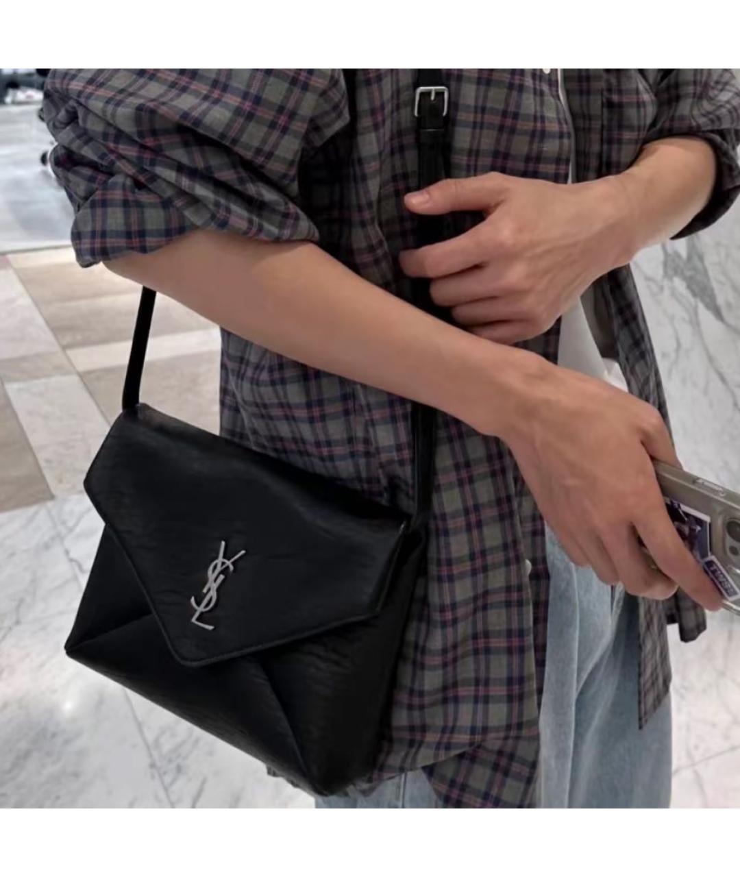 SAINT LAURENT Черная кожаная сумка через плечо, фото 7