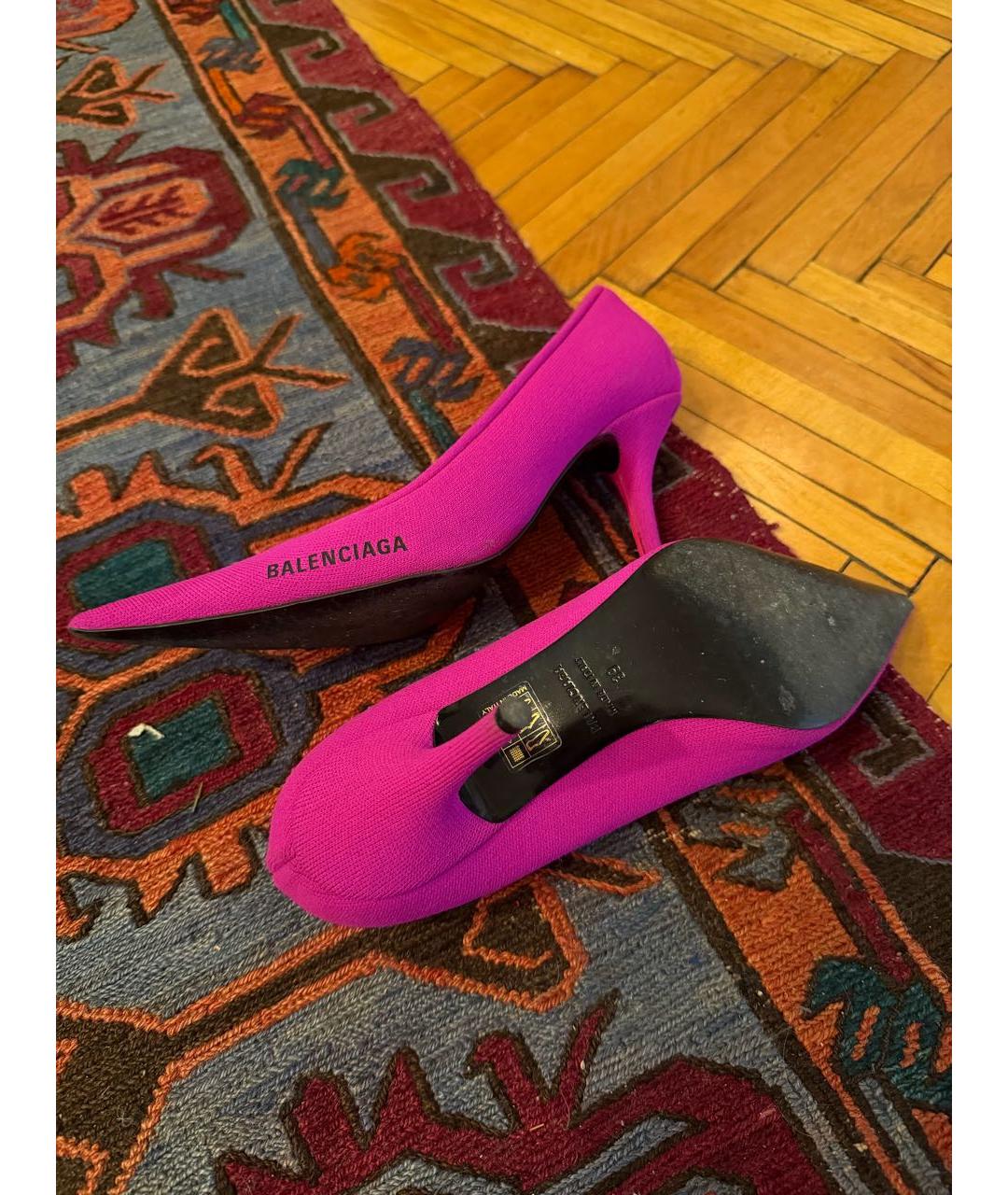 BALENCIAGA Фуксия текстильные туфли, фото 5