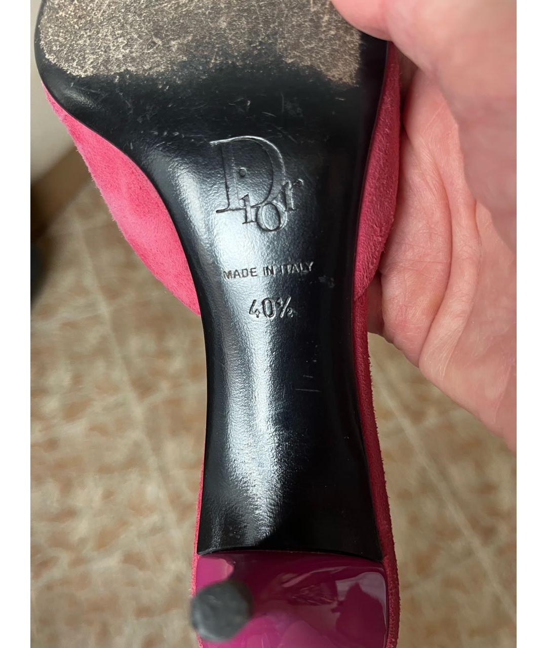 CHRISTIAN DIOR Бордовые замшевые мюли, фото 4