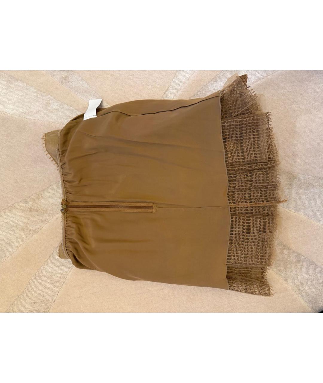 DOLCE&GABBANA Золотая шелковая юбка миди, фото 5