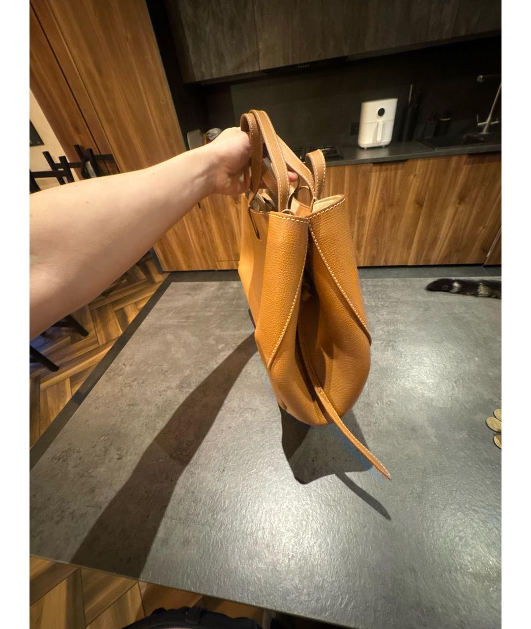 POLENE Коричневая кожаная сумка тоут, фото 2