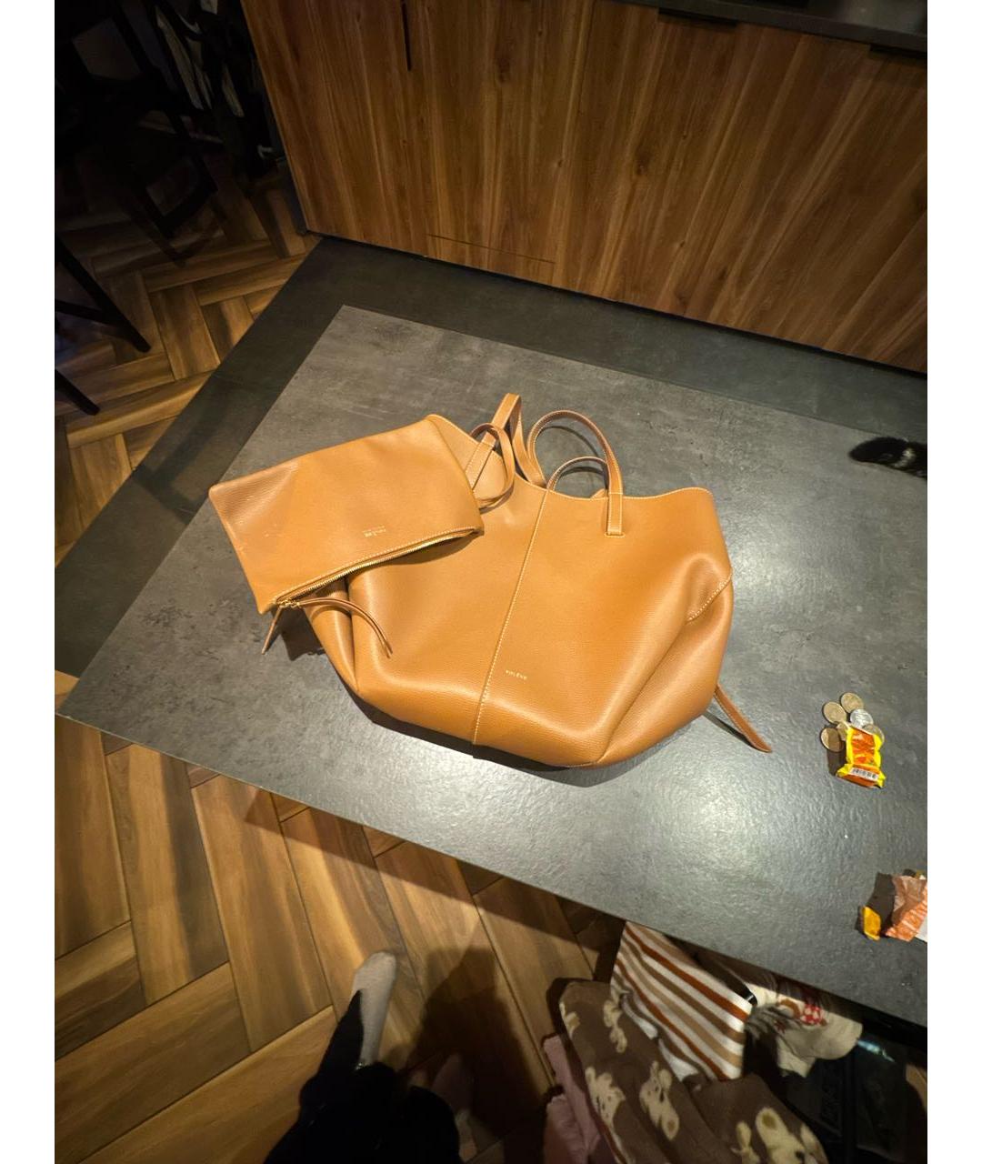 POLENE Коричневая кожаная сумка тоут, фото 7