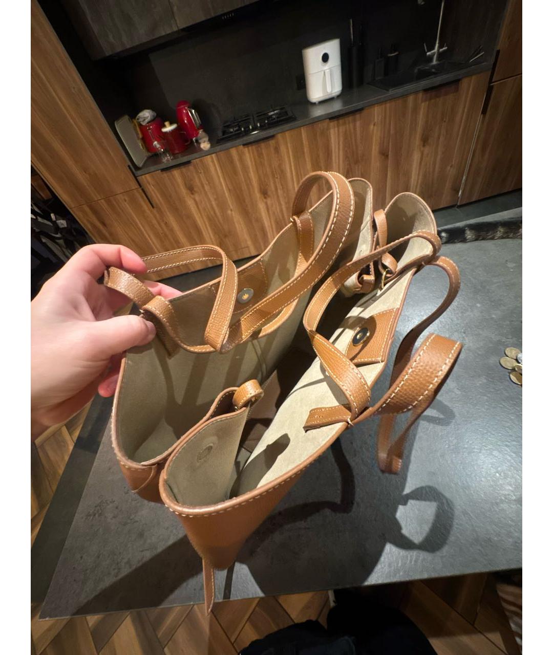 POLENE Коричневая кожаная сумка тоут, фото 4