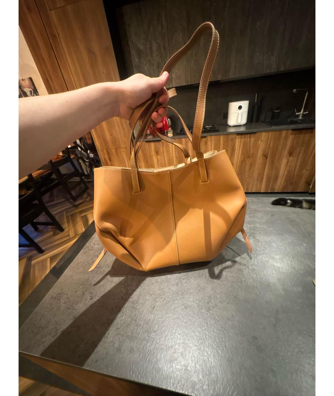 POLENE Коричневая кожаная сумка тоут, фото 3