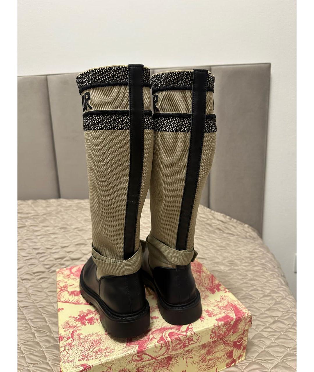 CHRISTIAN DIOR Бежевые кожаные сапоги, фото 4