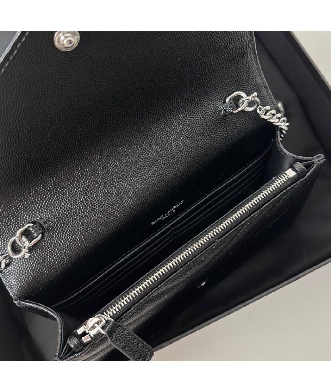 SAINT LAURENT Черная кожаная сумка через плечо, фото 8