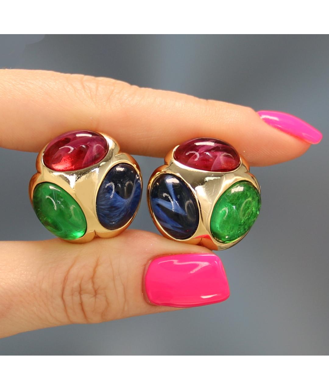 CHRISTIAN DIOR Мульти позолоченные клипсы, фото 3