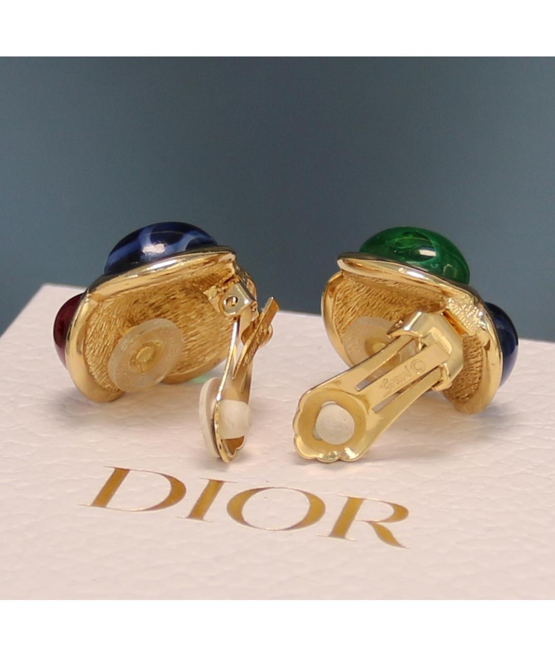 CHRISTIAN DIOR Мульти позолоченные клипсы, фото 6