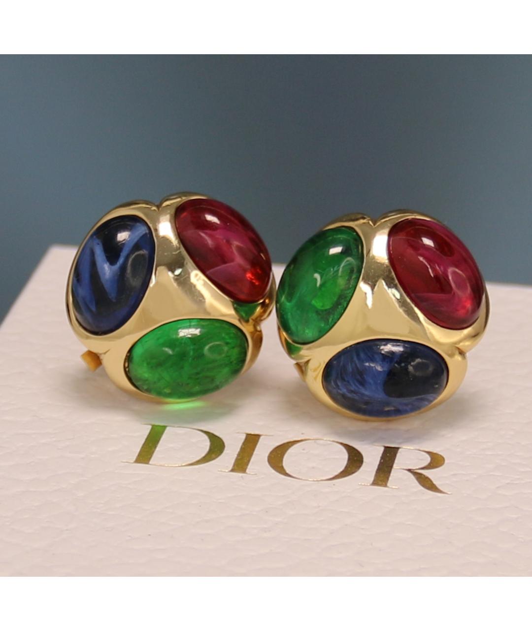 CHRISTIAN DIOR Мульти позолоченные клипсы, фото 4