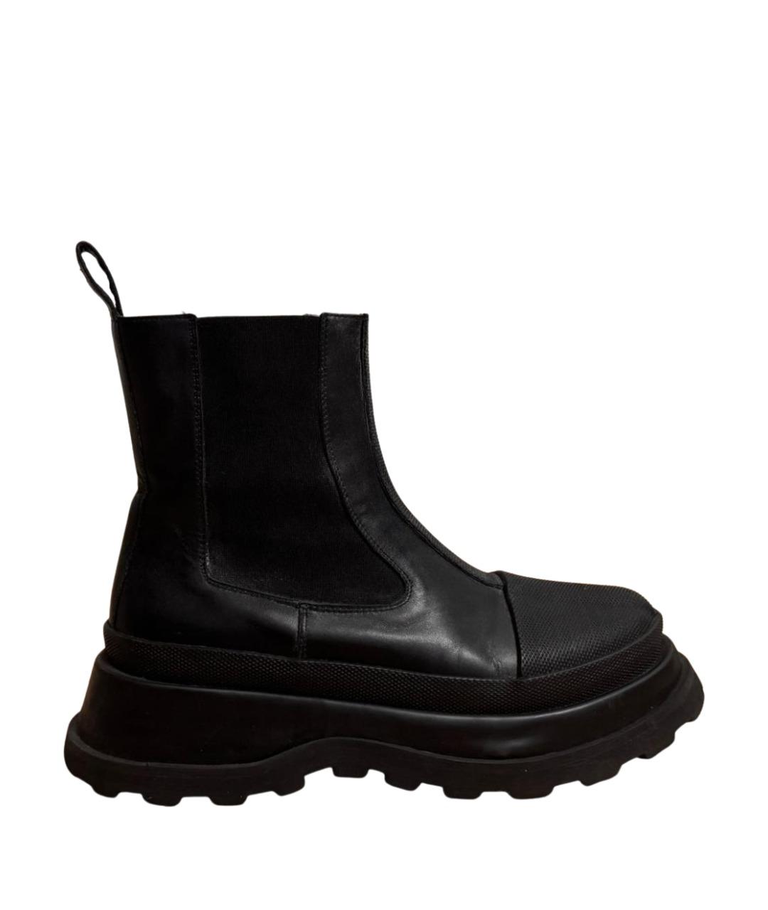 JIL SANDER Черные кожаные ботинки, фото 1