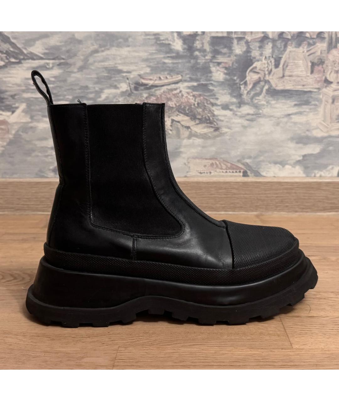 JIL SANDER Черные кожаные ботинки, фото 9