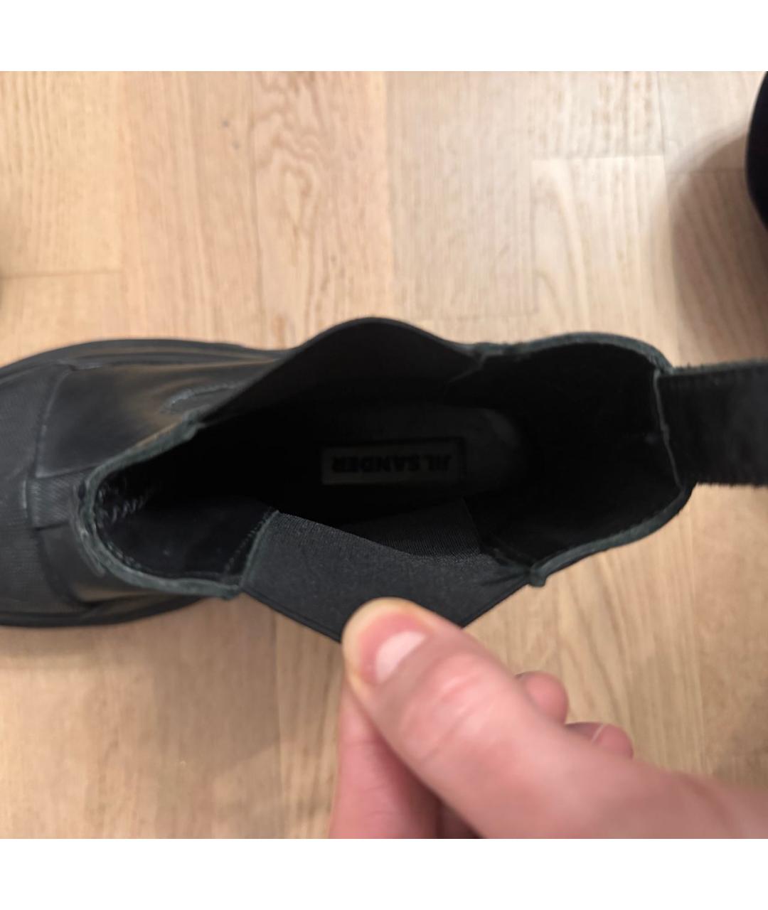 JIL SANDER Черные кожаные ботинки, фото 7