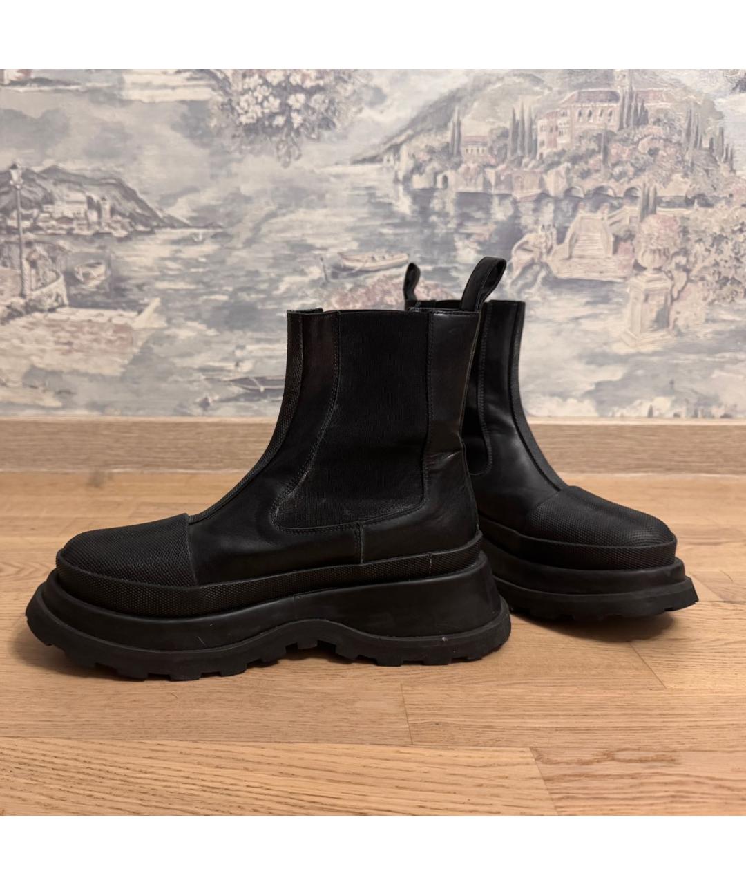 JIL SANDER Черные кожаные ботинки, фото 6