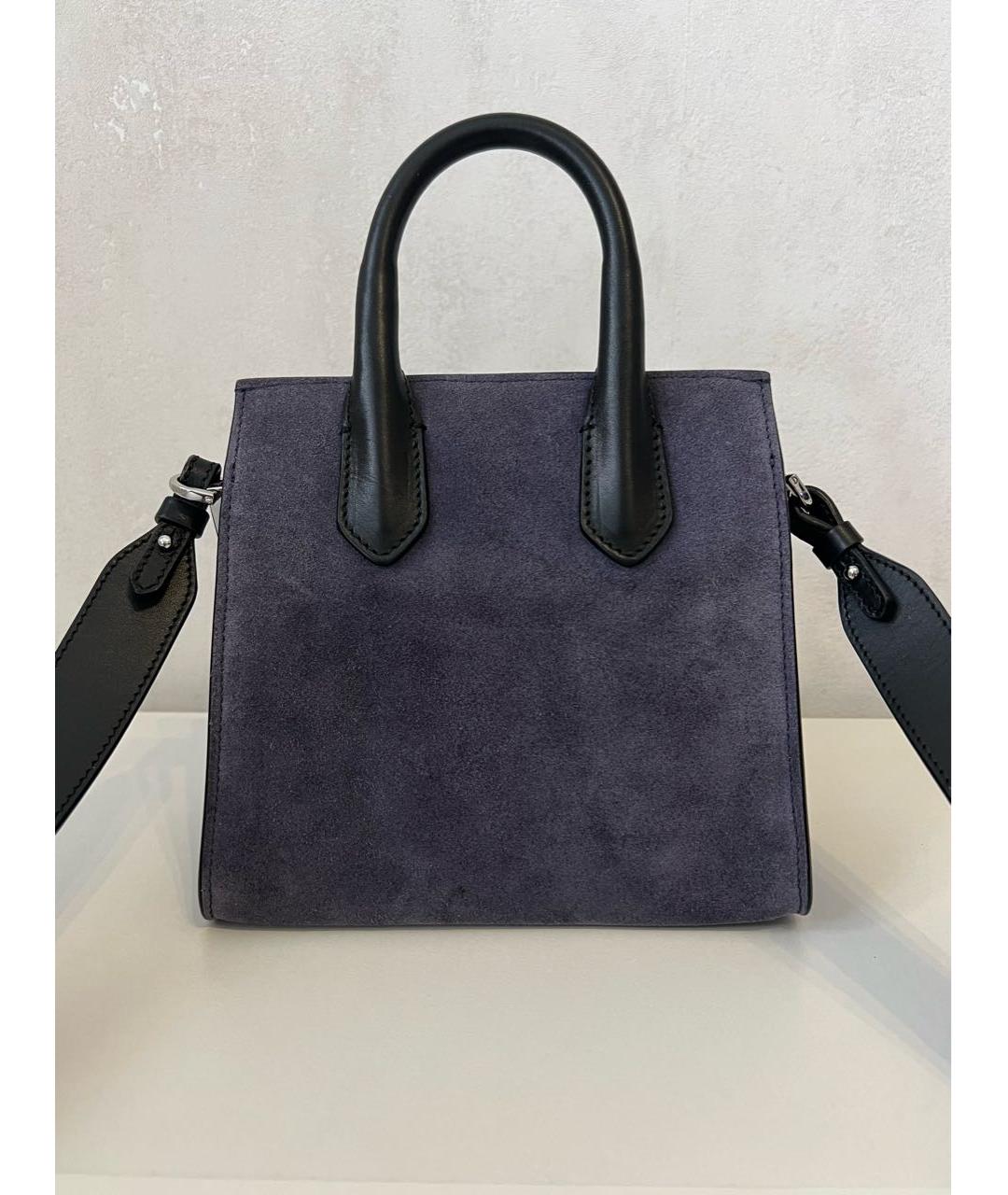 EMPORIO ARMANI Темно-синяя замшевая сумка тоут, фото 3