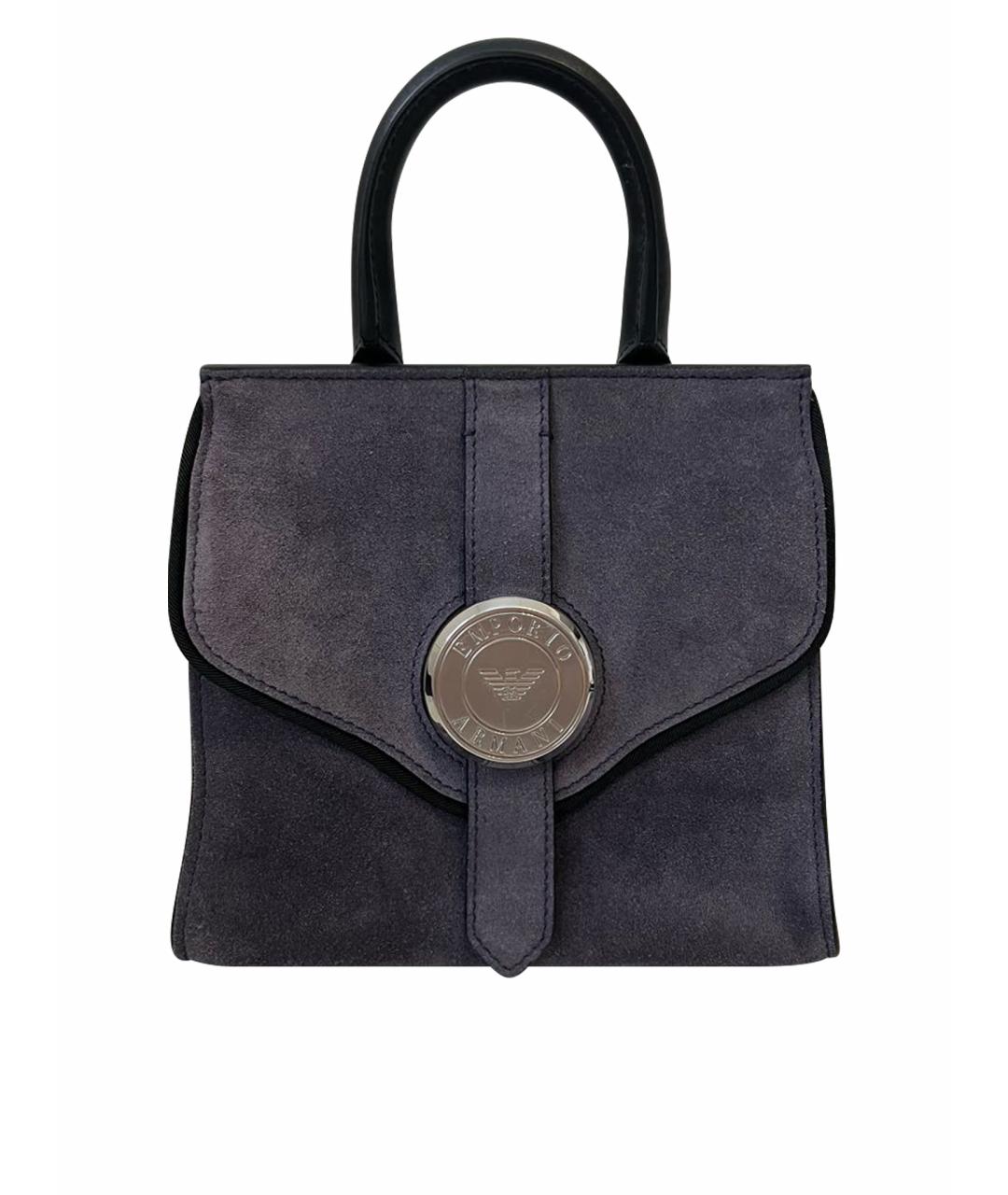 EMPORIO ARMANI Темно-синяя замшевая сумка тоут, фото 1