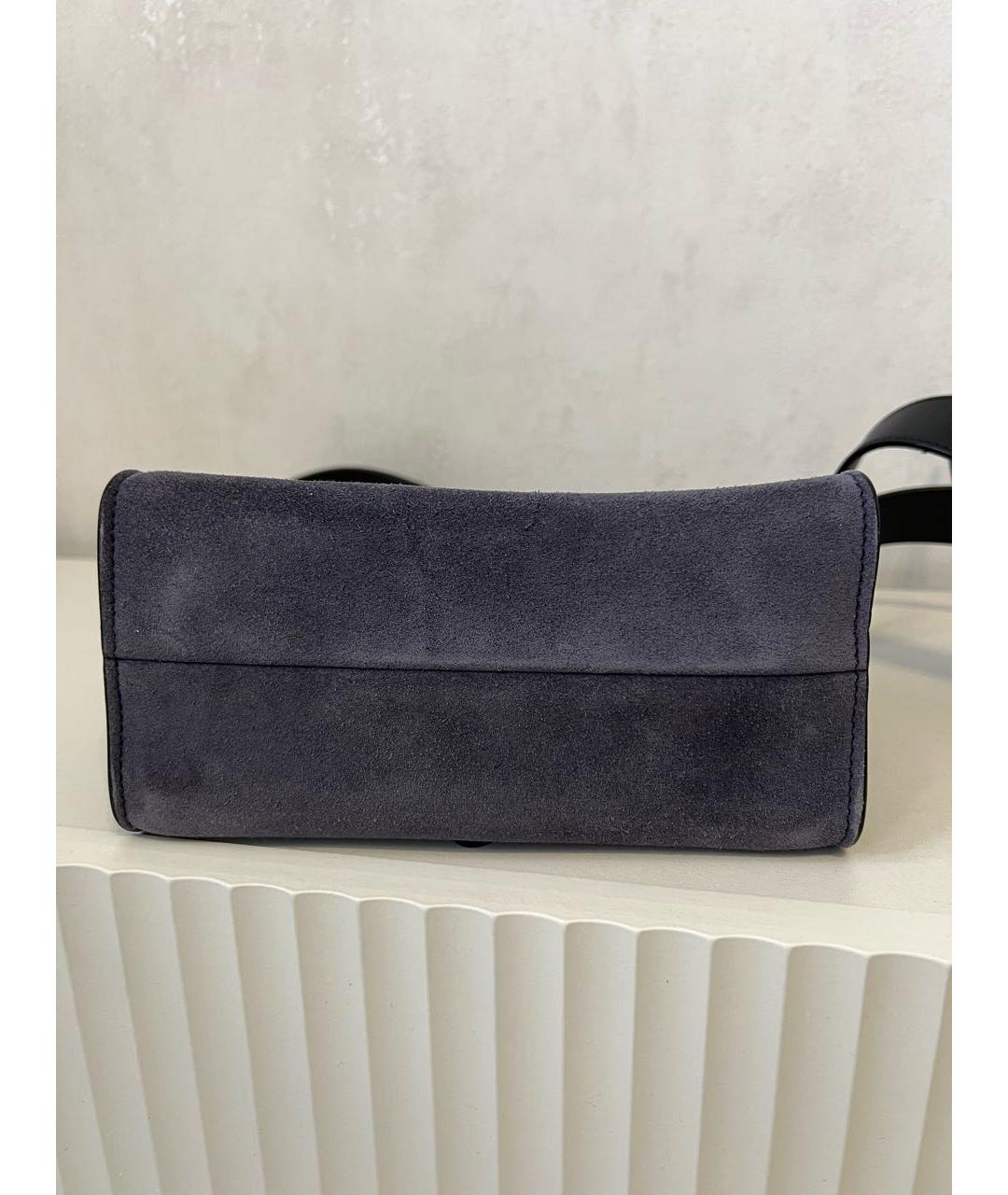 EMPORIO ARMANI Темно-синяя замшевая сумка тоут, фото 5