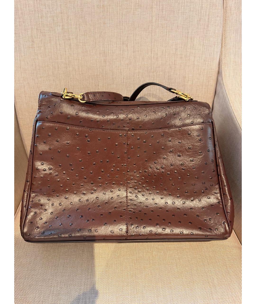 BALENCIAGA Коричневая кожаная сумка с короткими ручками, фото 3