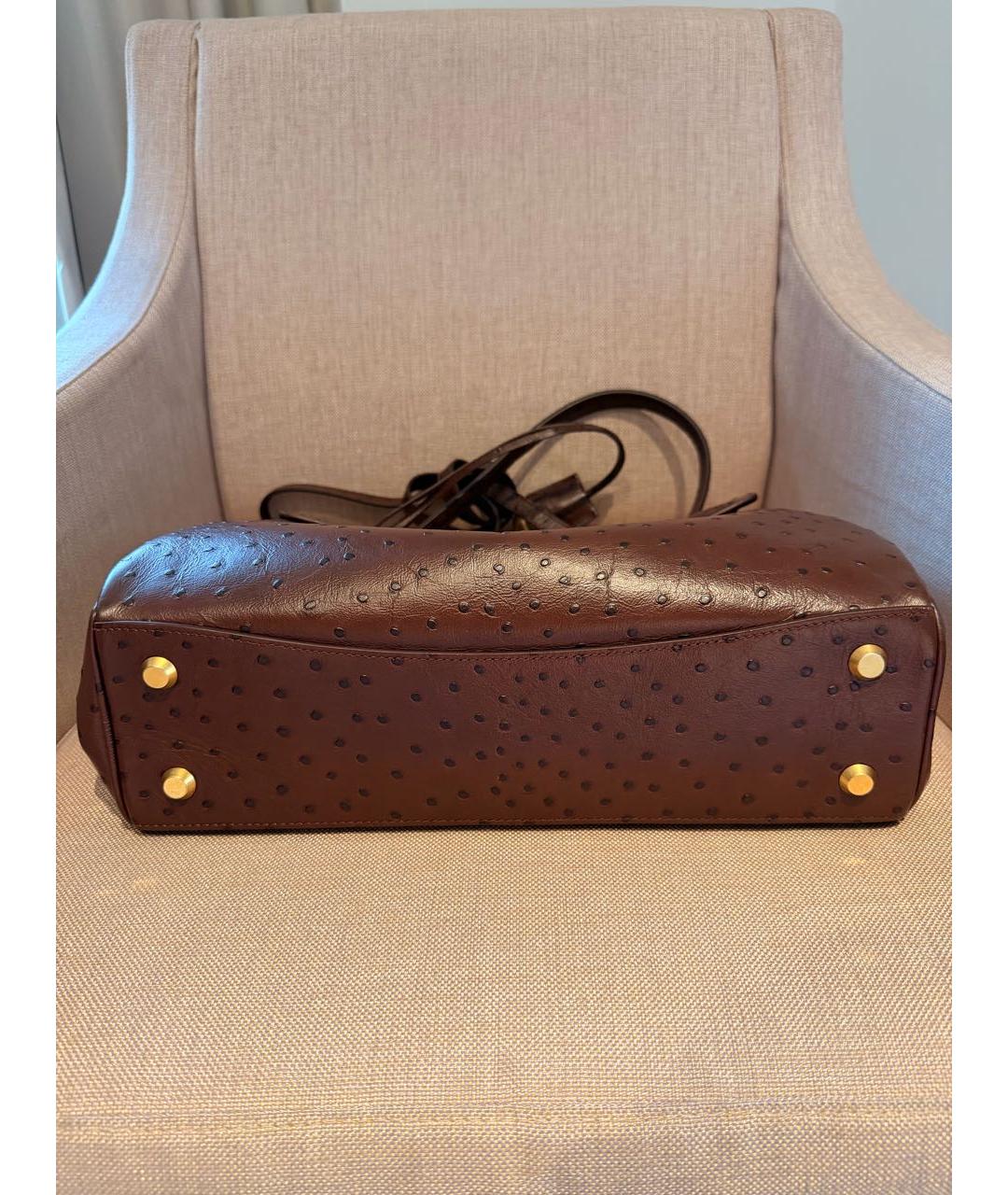 BALENCIAGA Коричневая кожаная сумка с короткими ручками, фото 4