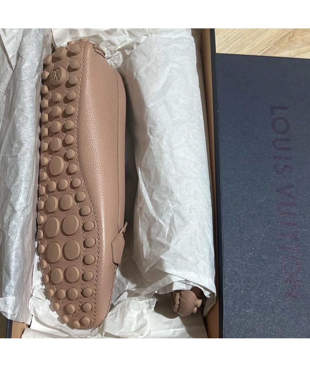 LOUIS VUITTON Бежевые кожаные мокасины, фото 3