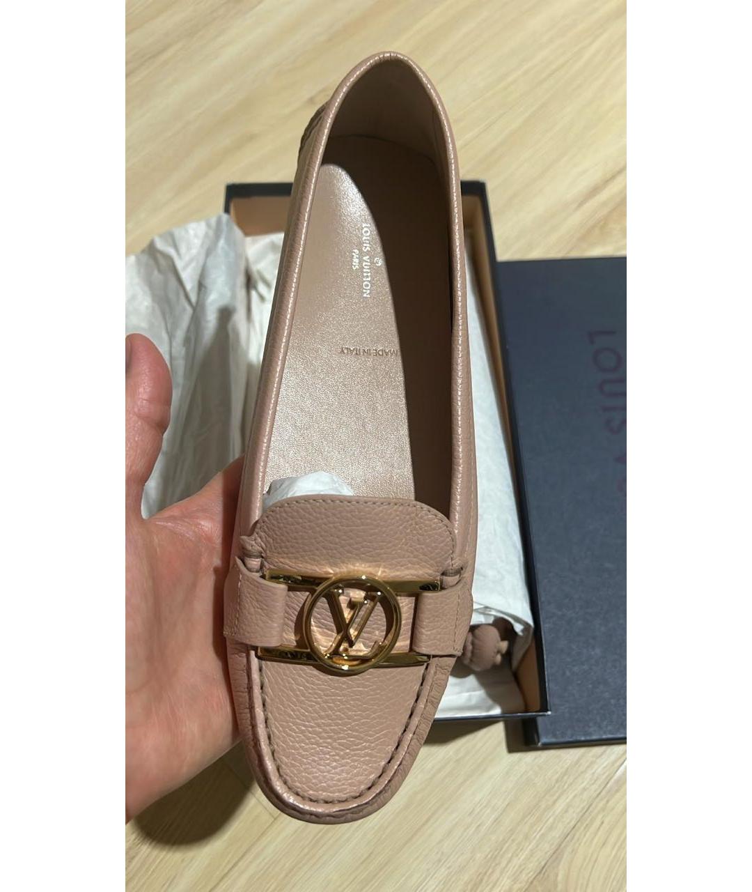 LOUIS VUITTON Бежевые кожаные мокасины, фото 5