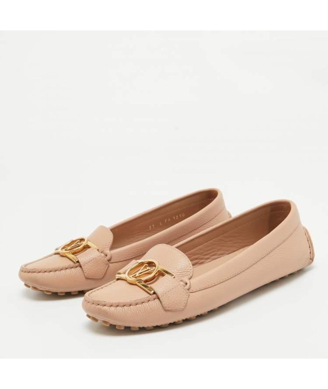 LOUIS VUITTON Бежевые кожаные мокасины, фото 6