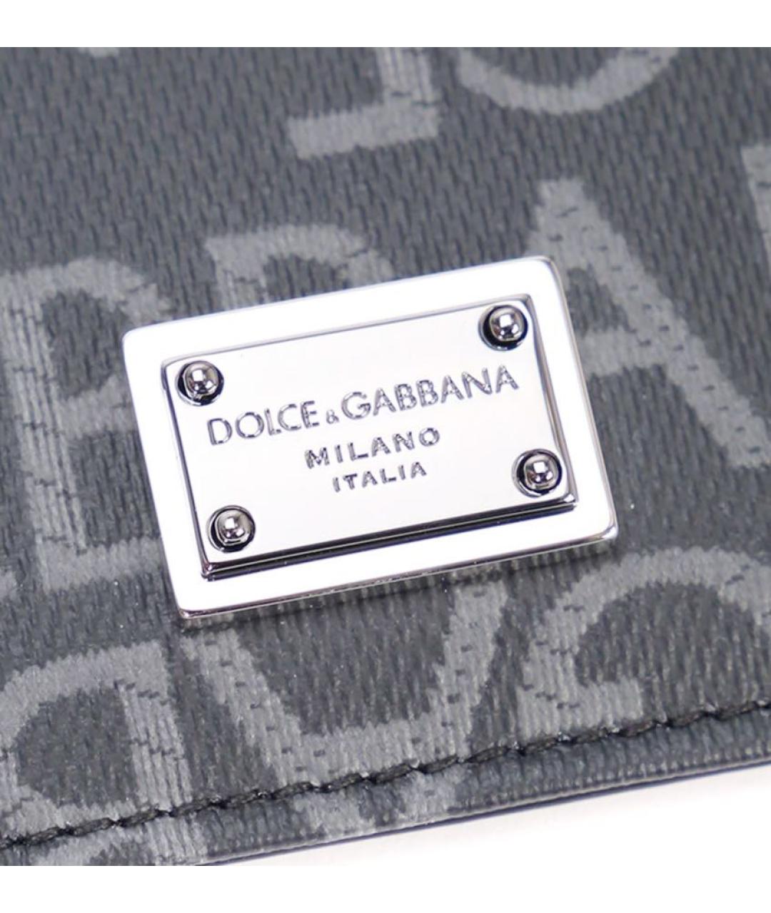 DOLCE&GABBANA Серый кожаный кардхолдер, фото 3