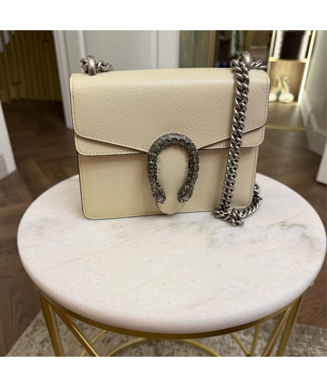 GUCCI Бежевая кожаная сумка через плечо, фото 5