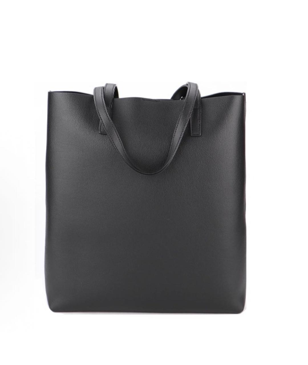 SAINT LAURENT Черная кожаная сумка тоут, фото 3