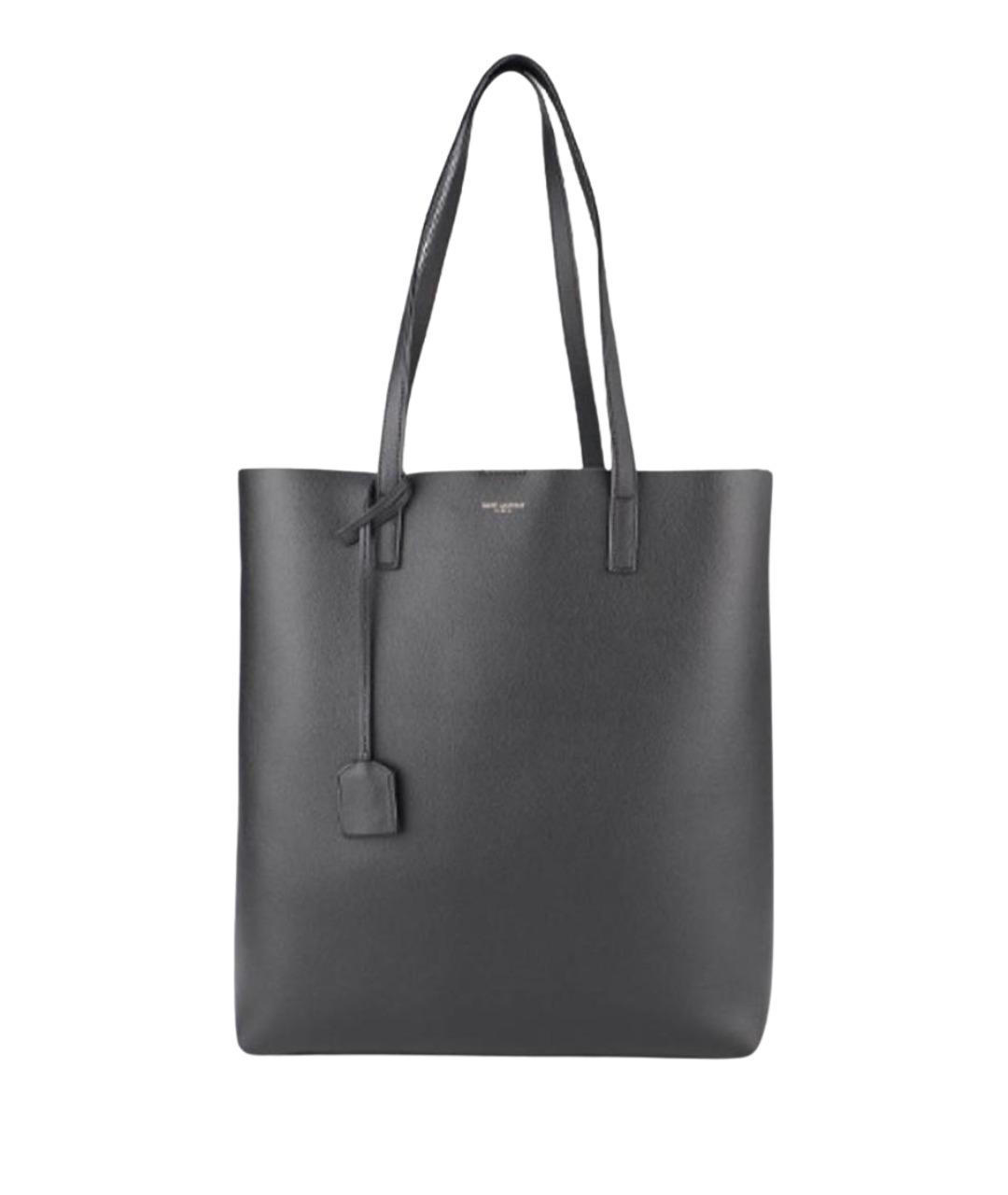 SAINT LAURENT Черная кожаная сумка тоут, фото 1