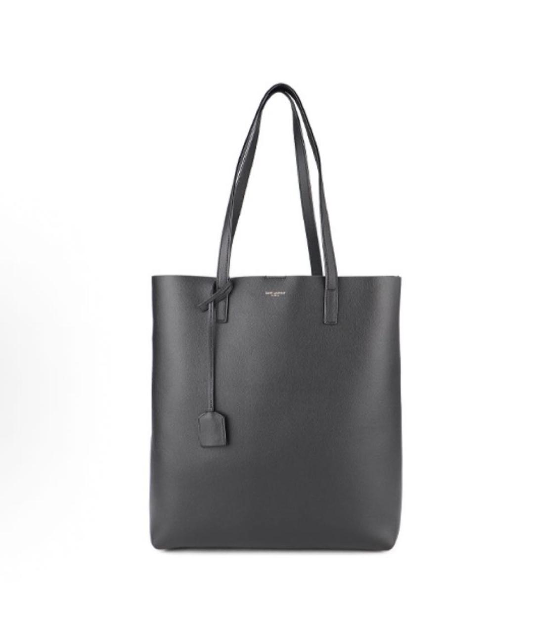 SAINT LAURENT Черная кожаная сумка тоут, фото 6