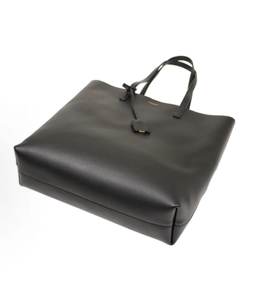 SAINT LAURENT Черная кожаная сумка тоут, фото 4
