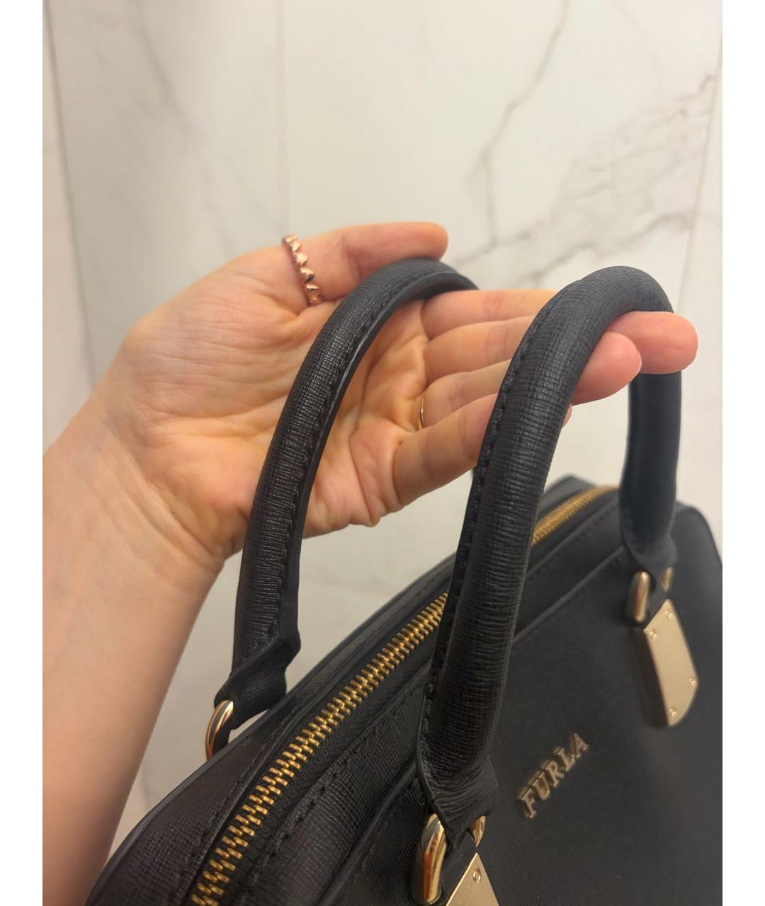 FURLA Черная кожаная сумка через плечо, фото 6