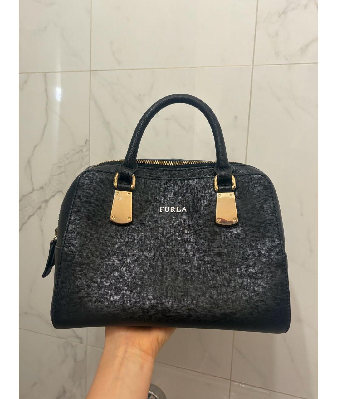 FURLA Черная кожаная сумка через плечо, фото 7