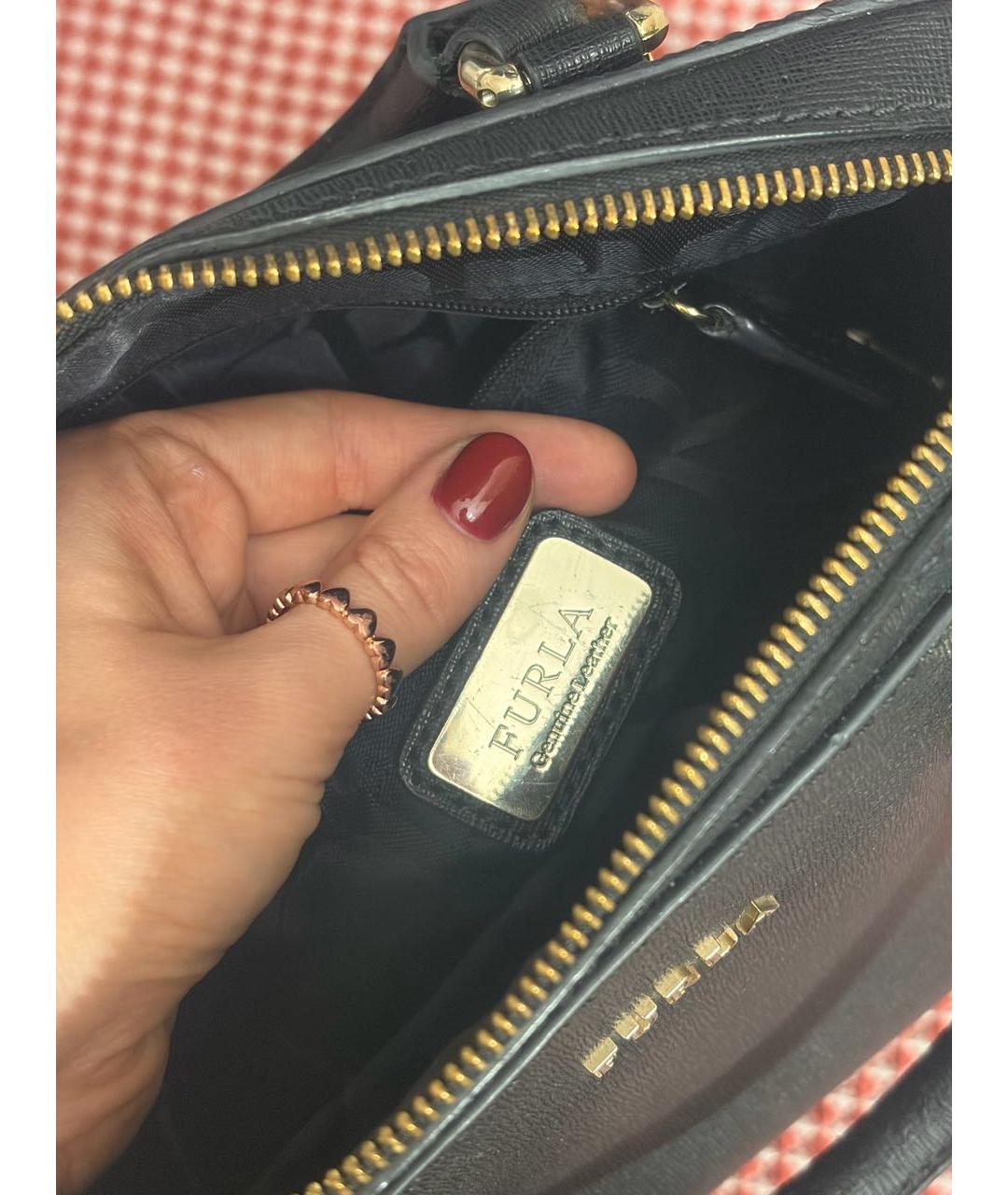 FURLA Черная кожаная сумка через плечо, фото 4