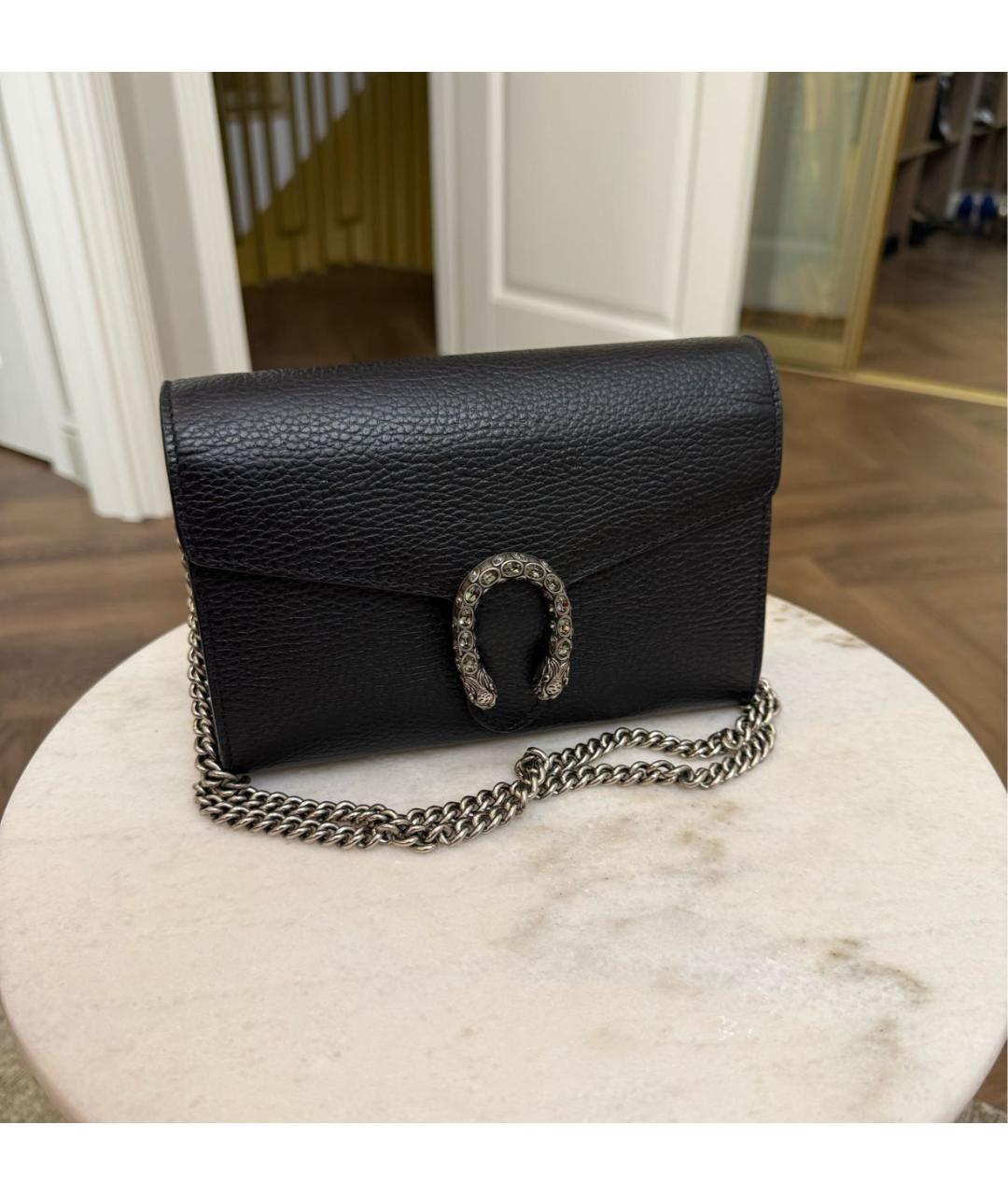 GUCCI Черная кожаная сумка через плечо, фото 5