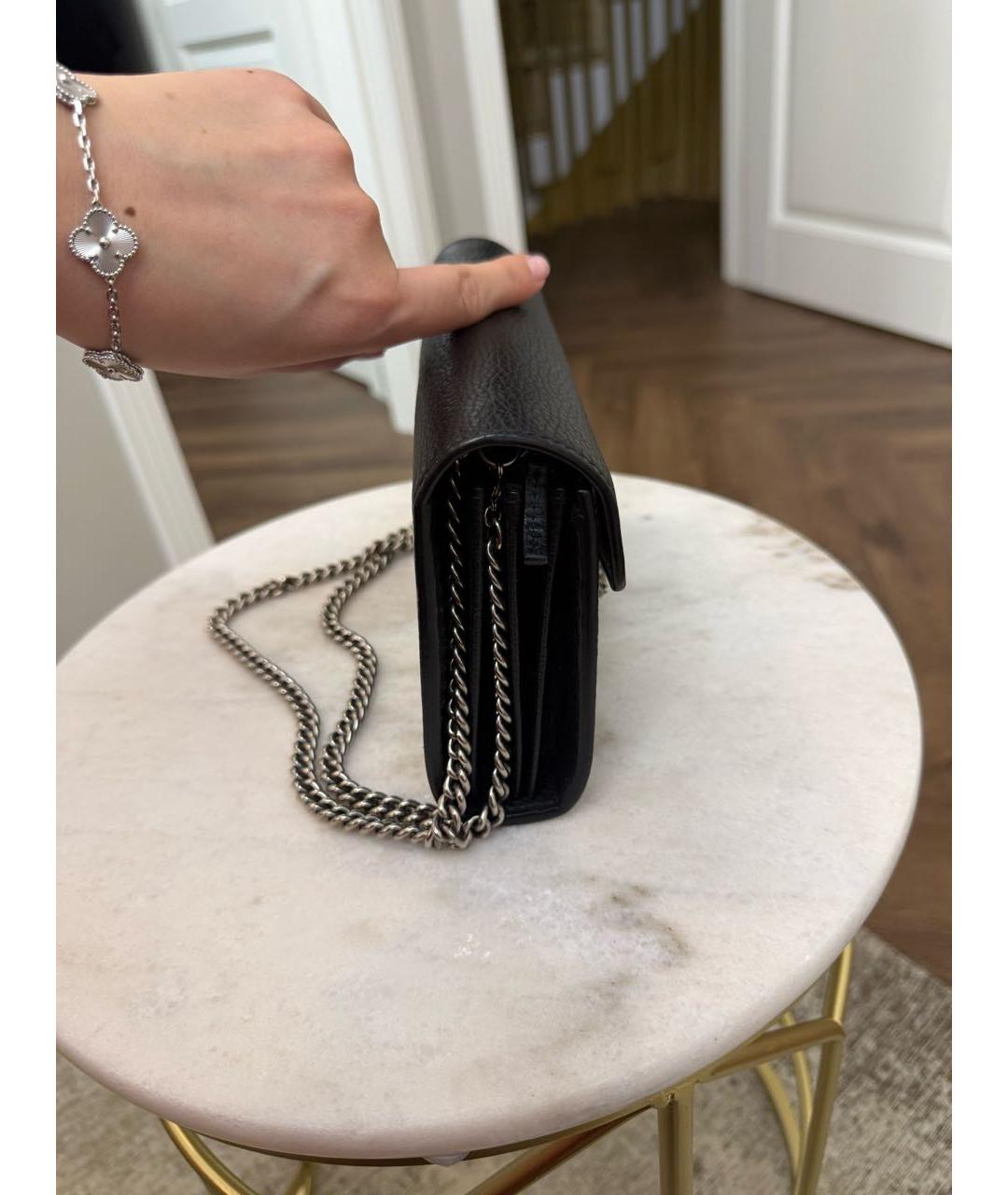 GUCCI Черная кожаная сумка через плечо, фото 2