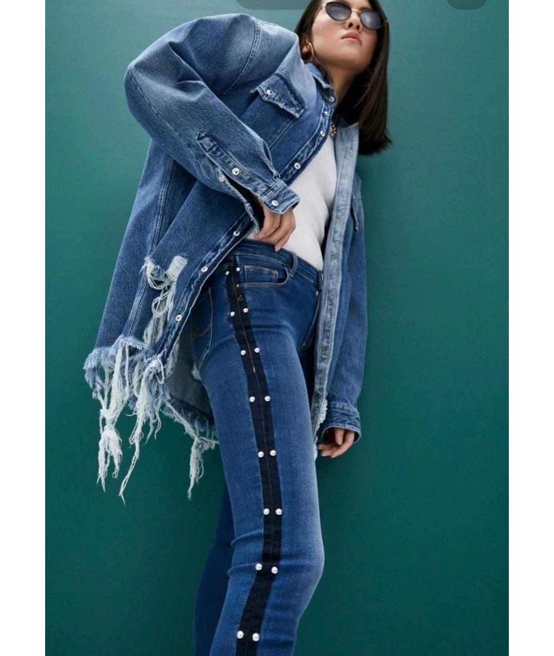 TRUSSARDI JEANS Синие хлопко-эластановые джинсы слим, фото 6