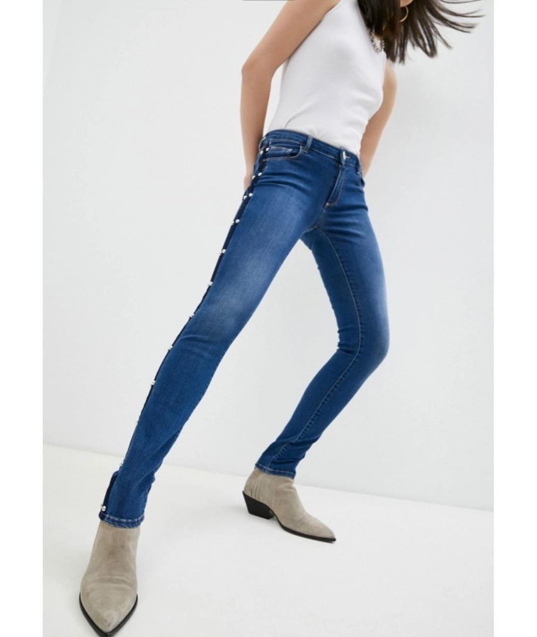 TRUSSARDI JEANS Синие хлопко-эластановые джинсы слим, фото 8