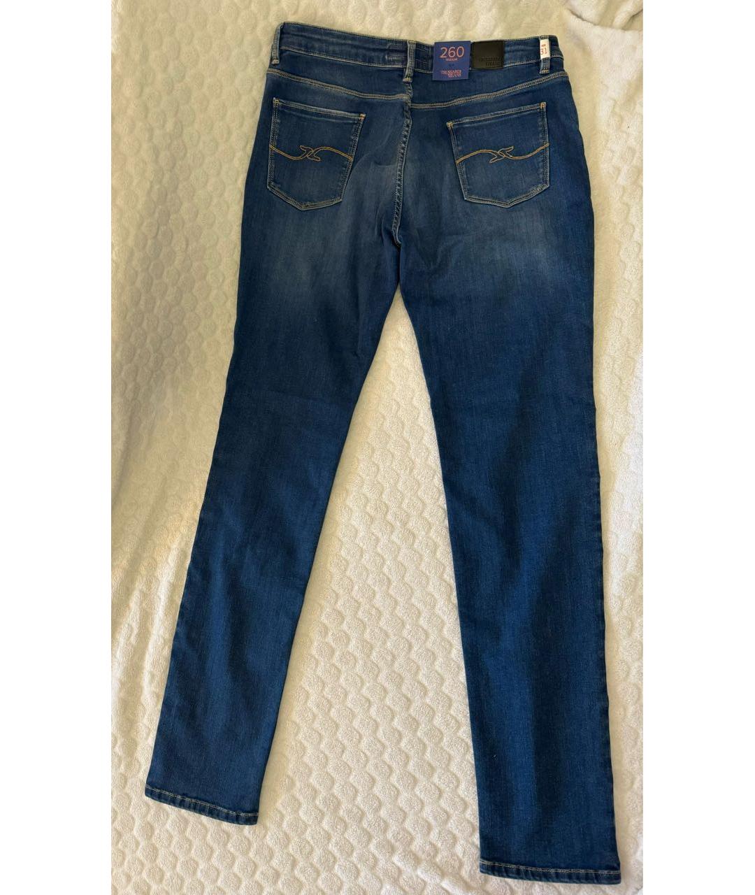 TRUSSARDI JEANS Синие хлопко-эластановые джинсы слим, фото 2