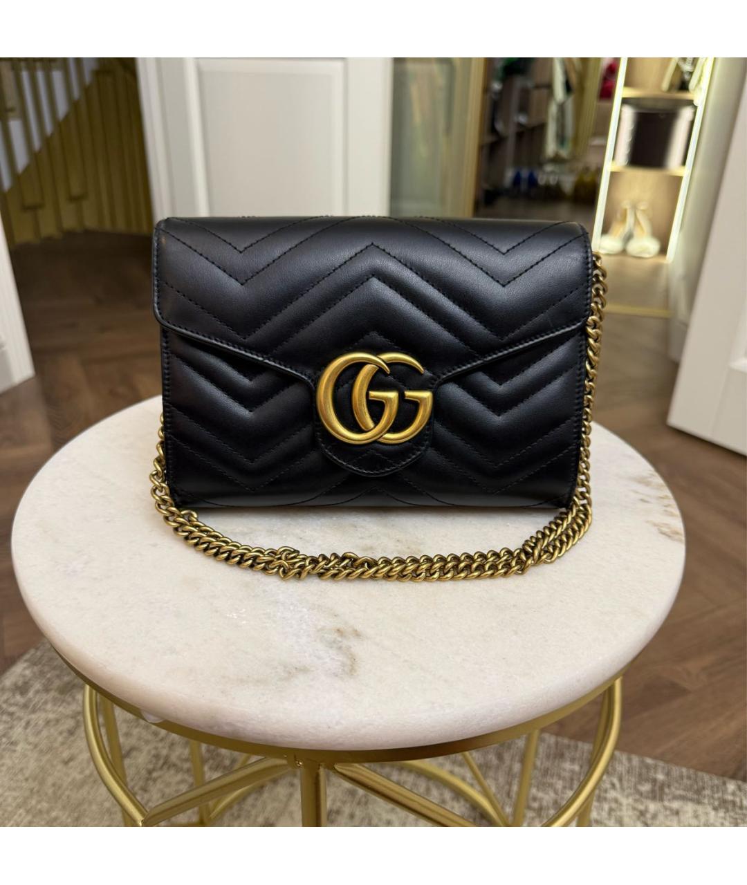 GUCCI Черная кожаная сумка через плечо, фото 5