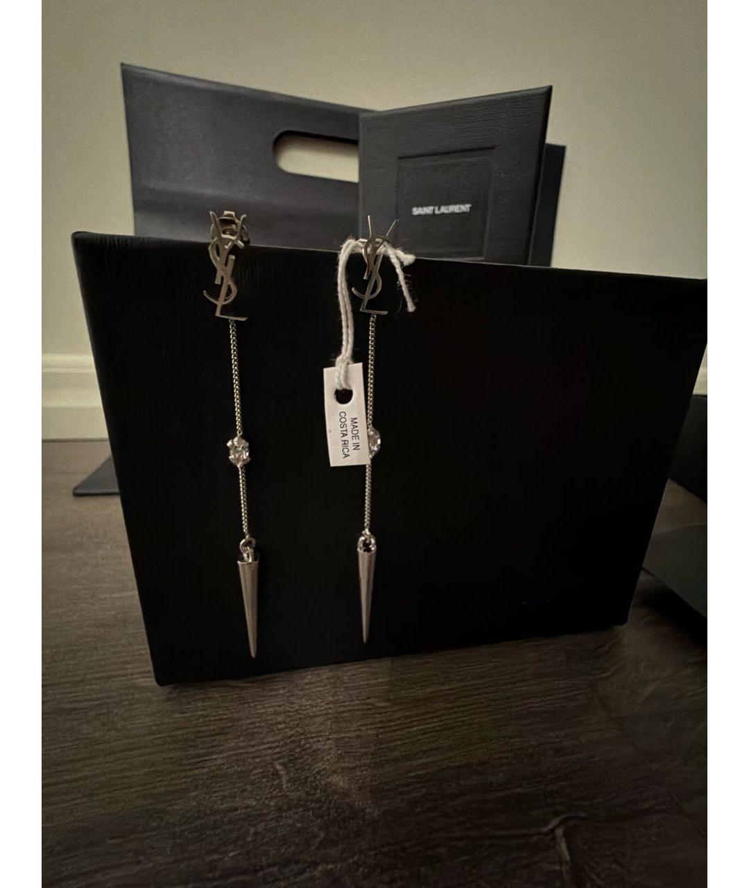 SAINT LAURENT Серебряные металлические серьги, фото 7