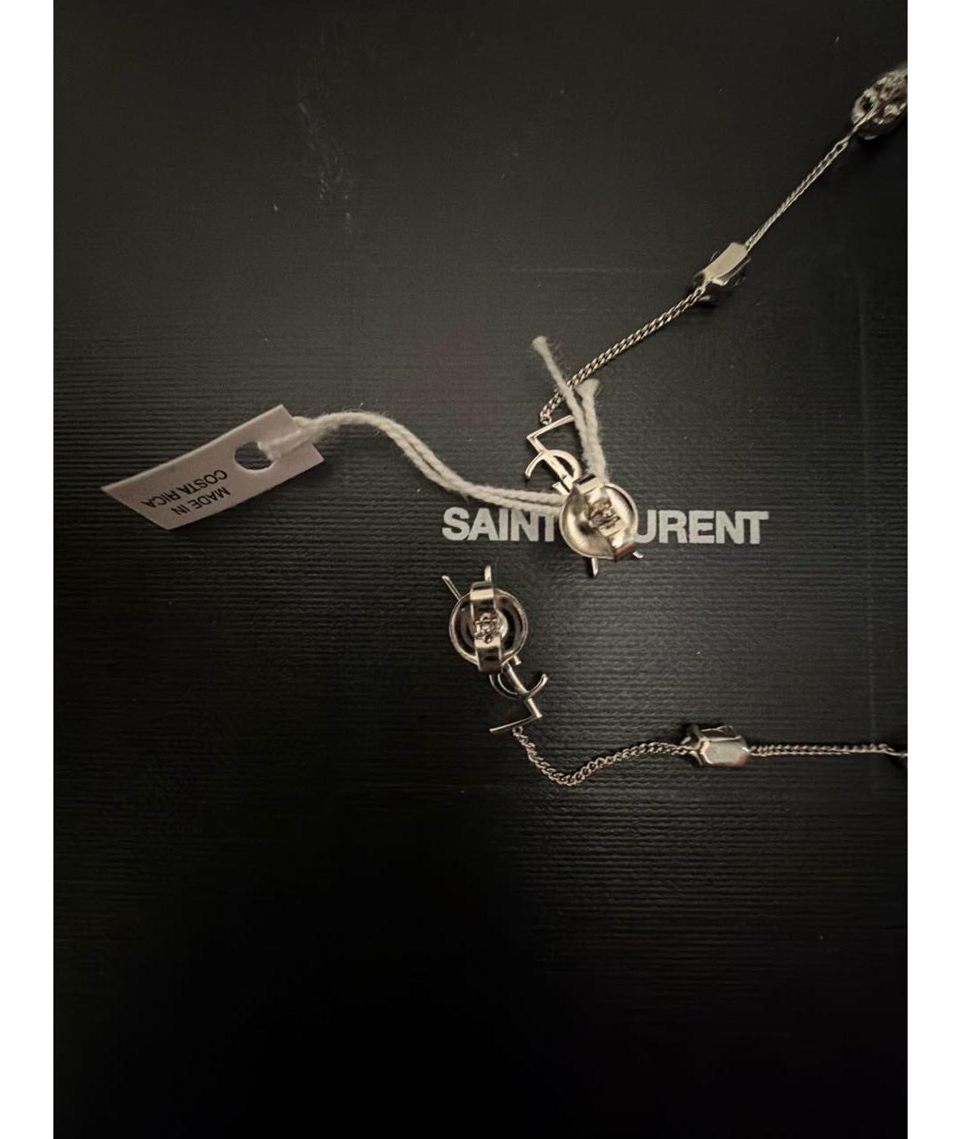 SAINT LAURENT Серебряные металлические серьги, фото 3