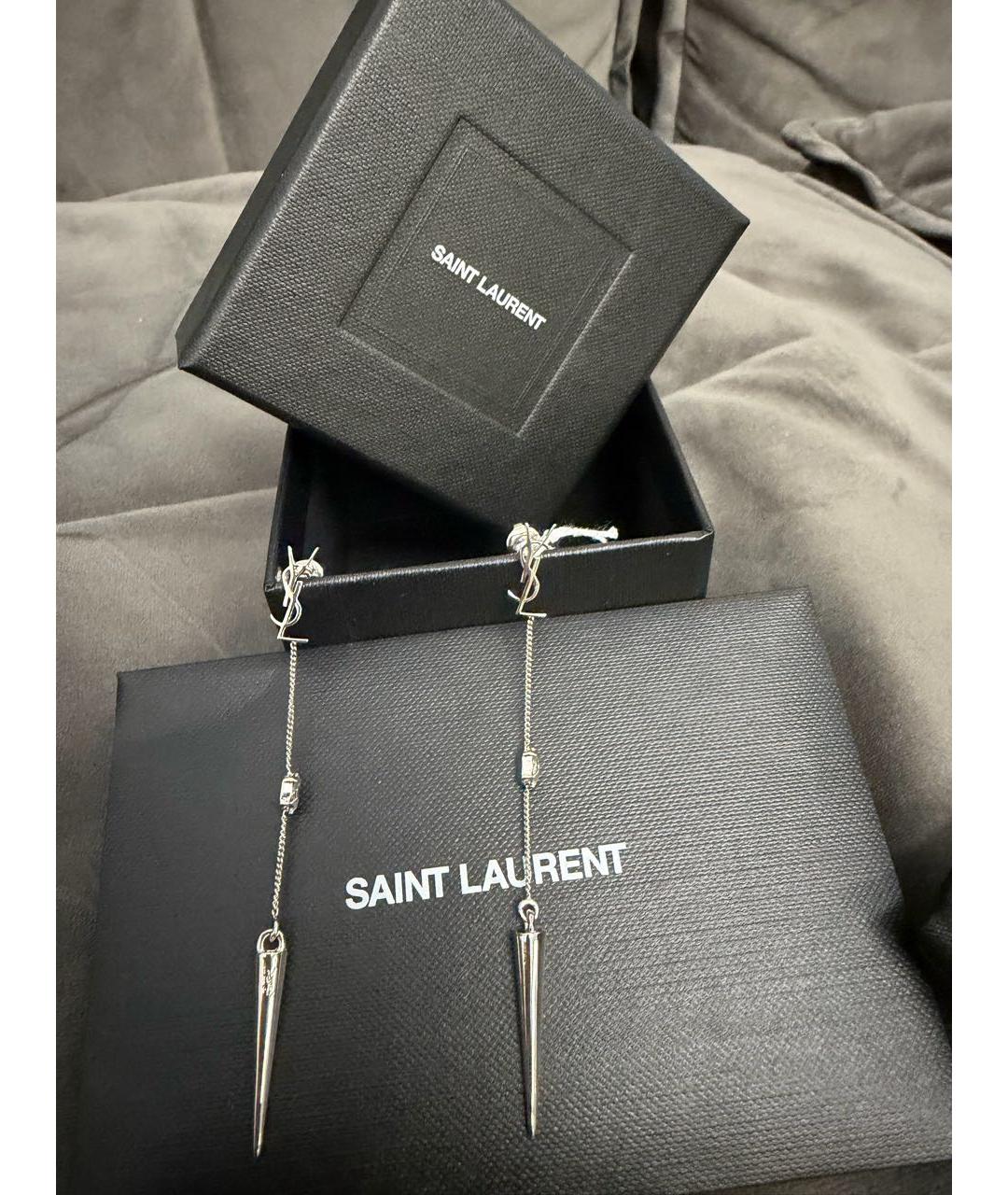 SAINT LAURENT Серебряные металлические серьги, фото 6