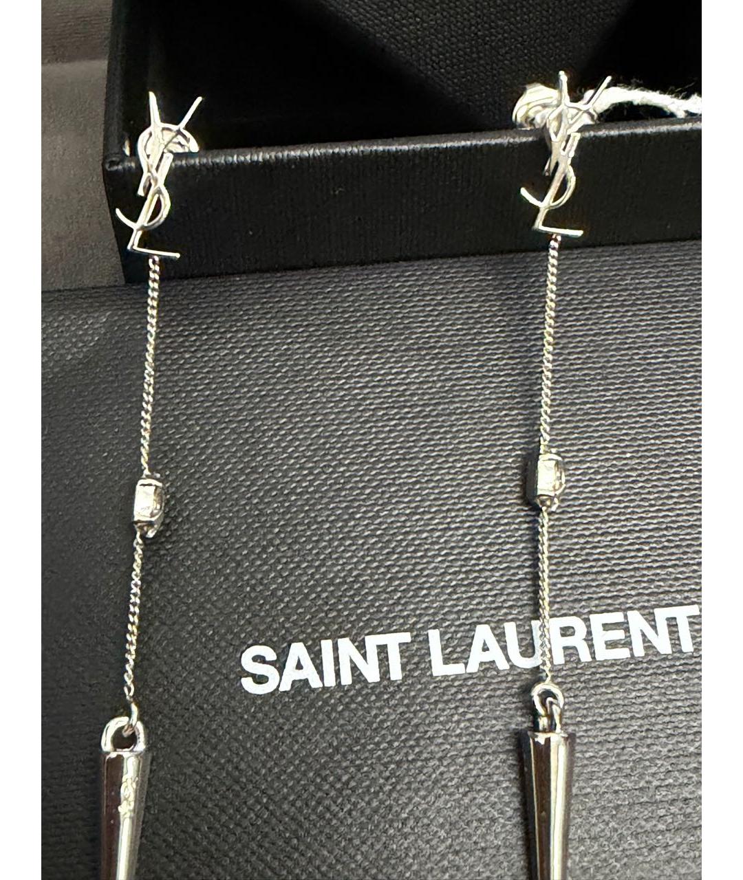 SAINT LAURENT Серебряные металлические серьги, фото 5