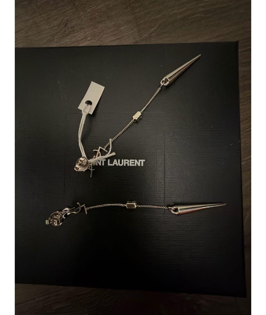 SAINT LAURENT Серебряные металлические серьги, фото 2