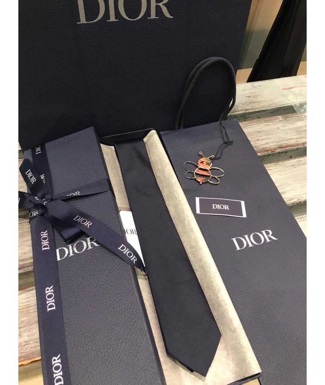 CHRISTIAN DIOR Темно-синий шелковый галстук, фото 5